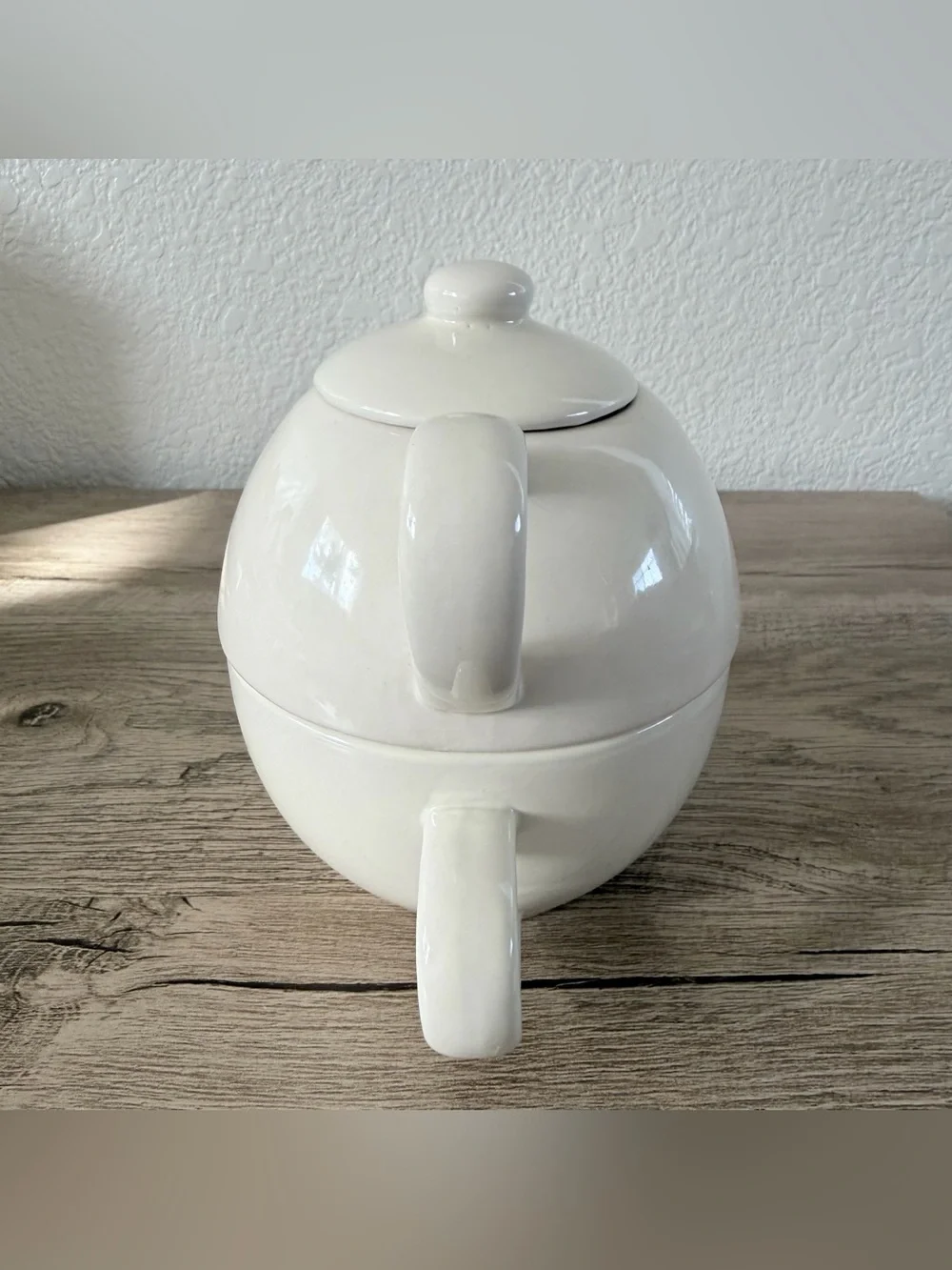Pier 1 White Porcelain Single Serve Coffee Teapot Cup 3pcs Tea-for-One Stackable